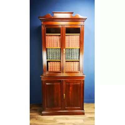 Viktorianischer Nussbaum Bücherschrank Massivholz antik ca 1900