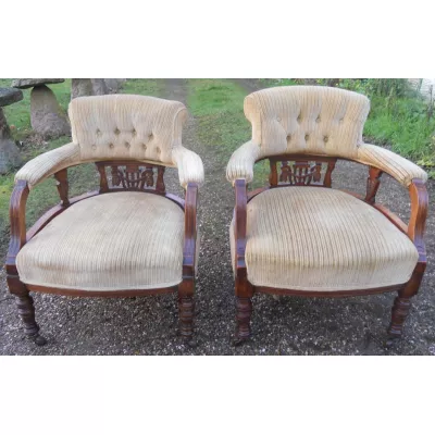 Edwardianisches Paar Mahagoni Stühle Massivholz antik ca 1900