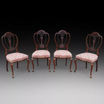 Viktorianisches Set von 4 Stühlen Massivholz antik ca 1890