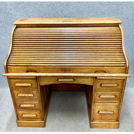 Eichen Rolltop Schreibtisch Massivholz antik ca 1920