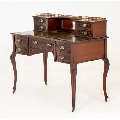 Chippendale Mahagoni Schreibtisch Massivholz antik ca 1890