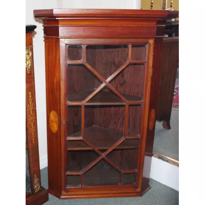 antiker Hängeeckschrank Mahagoni Massivholz edwardianisch