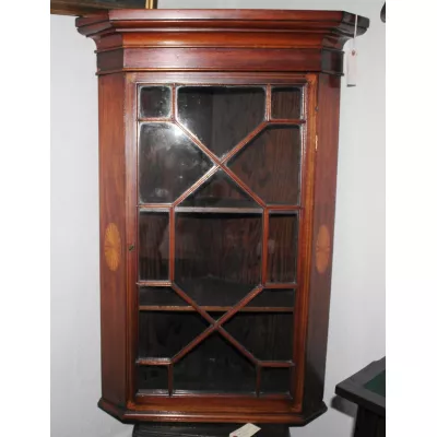 antiker Hängeeckschrank aus Mahagoni Massivholz edwardianisch