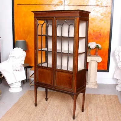 antiker Bücherschrank Buchsbaum mit Mahagoni-Glasur Massivholz 1900