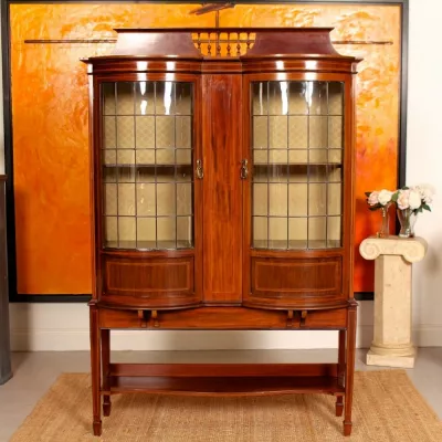 antiker Bücherschrank Mahagoni Massivholz 1900