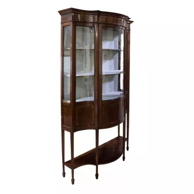 Antike Mahagoni Vitrine mit Satinholz Inlay für Porzellan, edwardianisch / edwardian, ca. 1900