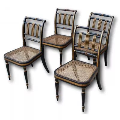 Regency set vier ebonisierte Esszimmerstühle Massivholz antik ca 1815