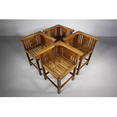 Edwardianisches Set Eichen Stühle Massivholz antik ca 1800