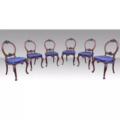 Set mit sechs antiken Palisander-Esszimmerstühlen