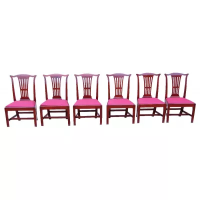Antikes Set aus sechs Mahagoni Esszimmerstühlen, ca. 1760