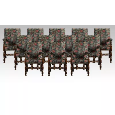 Set mit zwölf Esszimmerstühlen aus Eiche, antik, ca. 1910