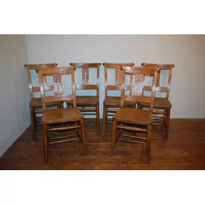 Antikes Set aus vier Kapellenstühlen aus Ulmenholz, ca. 1880