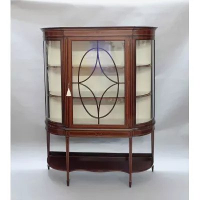 Antike edwardianische glasierte Vitrine aus Mahagoni 