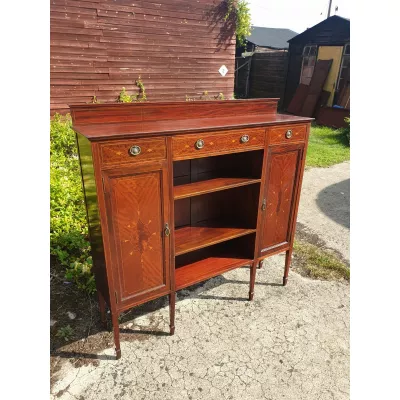 Antiker edwardianischer Inlaid Bücherschrank aus Mahagoni