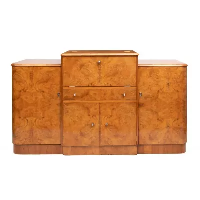 Antiker britischer art deco Walnuss Cocktailschrank von ca.1930
