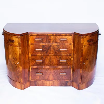 Antikes Art Deco Demi-Lune Sideboard aus England um 1930