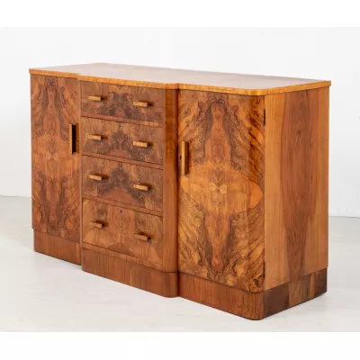 Hervorragendes Sideboard aus Walnussholz mit Art-Deco-Figur