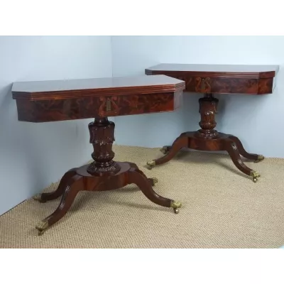 Premium! Antikes Paar Mahagoni-Spielkarten-Tische aus der Regency Zeit ca. 1800