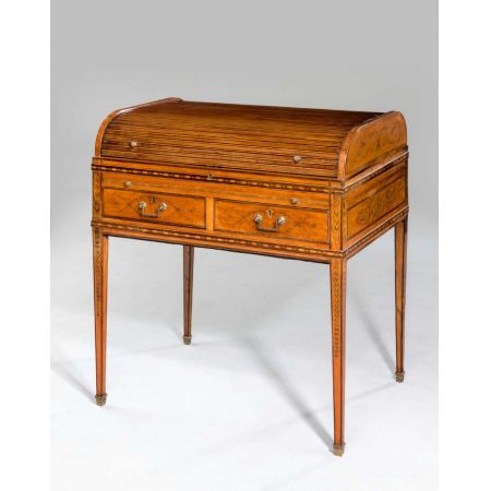 Premium! Antiker Satinholz Tambour-Top-Schreibtisch aus der Zeit George III 