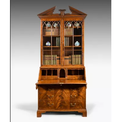 Georgianischer Bücherschrank mit Sekretär aus Mahagoni Massivholz um 1760 antik
