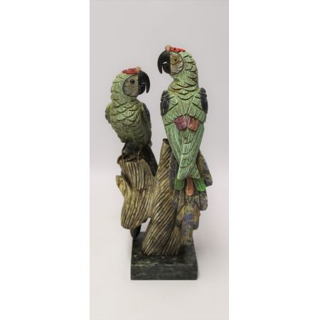 Große antike chinesische Papageienskulptur 