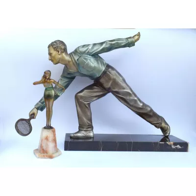 Antike Art-Déco-Skulptur aus Zink von ca 1930 
