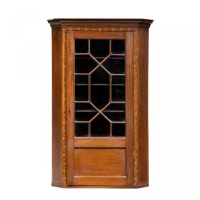 Hübscher George III.-Eckschrank aus Mahagoni Massivholz um 1790 antik