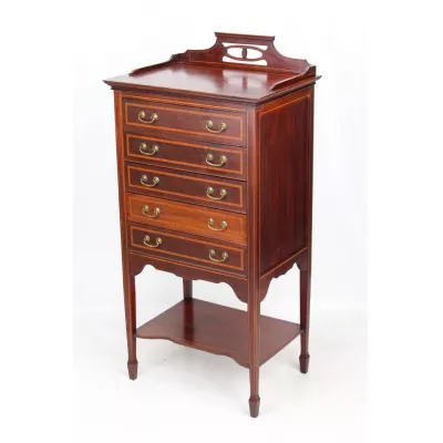 Antiker, edwardianischer Musikschrank aus Mahagoni Massivholz um 1905