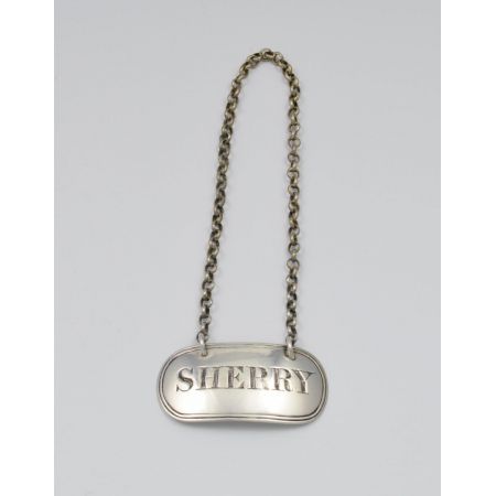 Antikes viktorianisches "Sherry"-decanter label an "belcher chain" von William Knight, um 1845