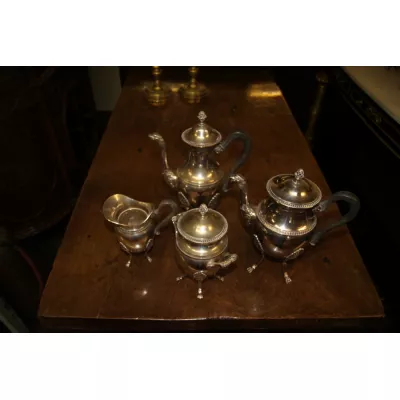 Antikes, 4-teiliges Teeservice im Empirestil, um 1890