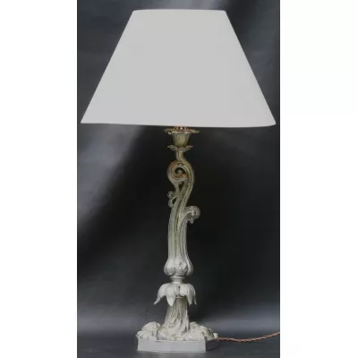 Antike viktorianische versilberte Öllampe, Elektrisch umgewandelt