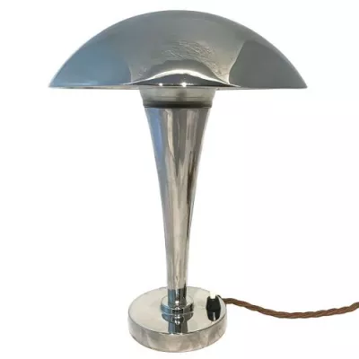 Art-Deco Nickel Tischlampe von claude-paz et silva