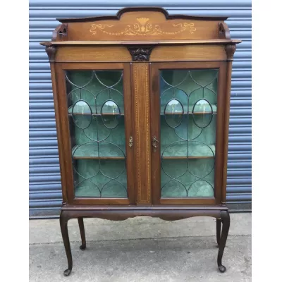 Antike Inlaid Mahagoni Vitrine im Jugendstil