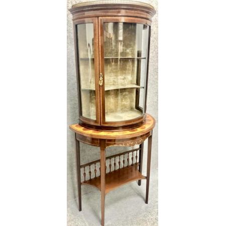 Antike hervorragende demilune Inlaid Vitrine