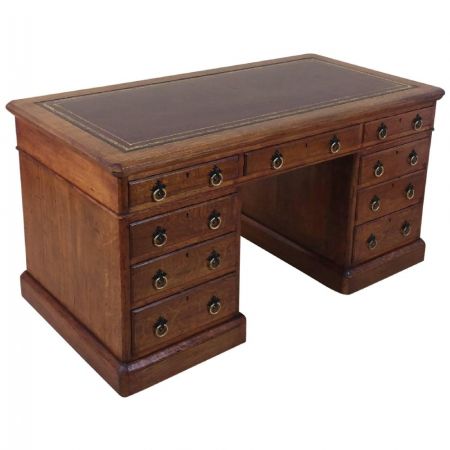 Antiker Pedestal Desk aus Eiche Massivholz 1870 englisch