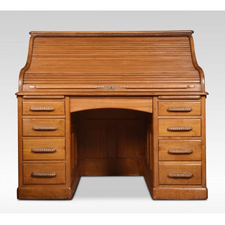 Antiker Pedestal Desk aus Walnussholz Massivholz 1900