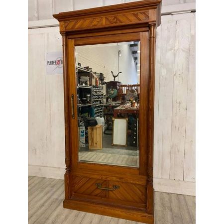 Antiker, französischer Kleiderschrank (Armoire) aus Pitch Pine Kiefernholz Massivholz 19. Jahrhundert