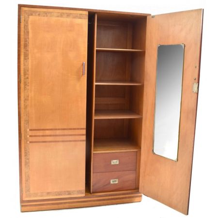 Art deco Doppeltür Kleiderschrank Satinholz, ca. 1930