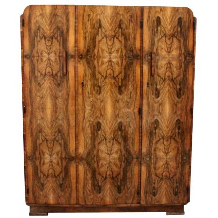 Art Deco Kleiderschrank antik aus hochwertigem Walnuss Holz, ca. 1930