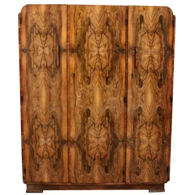 Art Deco Kleiderschrank antik aus hochwertigem Walnuss Holz, ca. 1930