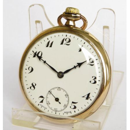 Antike Unitas stem winding Taschenuhr/pocket watch mit vergoldetem Gehäuse 1930