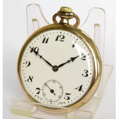 Antike Unitas stem winding Taschenuhr/pocket watch mit vergoldetem Gehäuse 1930