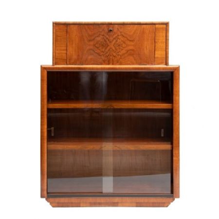 Antiker Art Deco Cocktailschrank aus Walnussholz von 1930