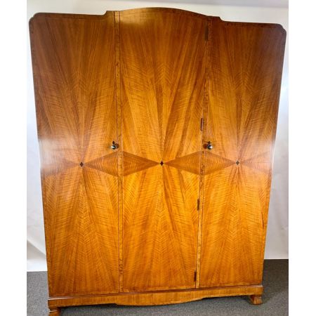 Antike Art Deco Dreifachgarderobe aus Walnussholz um 1930