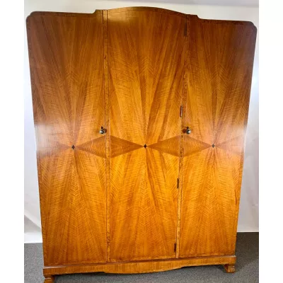 Antike Art Deco Dreifachgarderobe aus Walnussholz um 1930