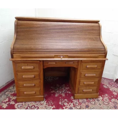 Antiker roll top desk Schreibtisch aus Eiche Massivholz