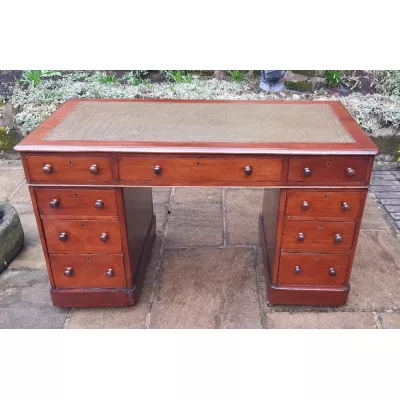 Antiker pedestal desk Schreibtisch aus Mahagoni Massivholz 