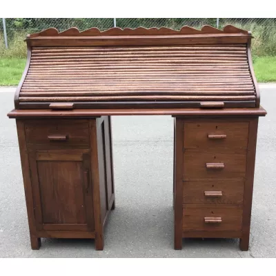 Antiker Rolltop-Schreibtisch mit Mahagoni-Sockel