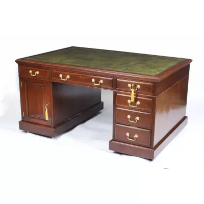 Antiker Partners Pedestal Desk, Mahagoni, ca. 1880