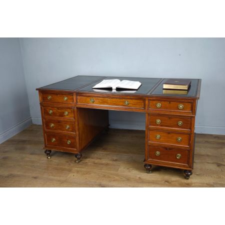 Original Antiker Viktorianischer Mahagoni Schreibtisch, Partners' Desk von Druce & Co London, Leather Top Schreibtisch Massivholz Schreibtisch Mahagoni 